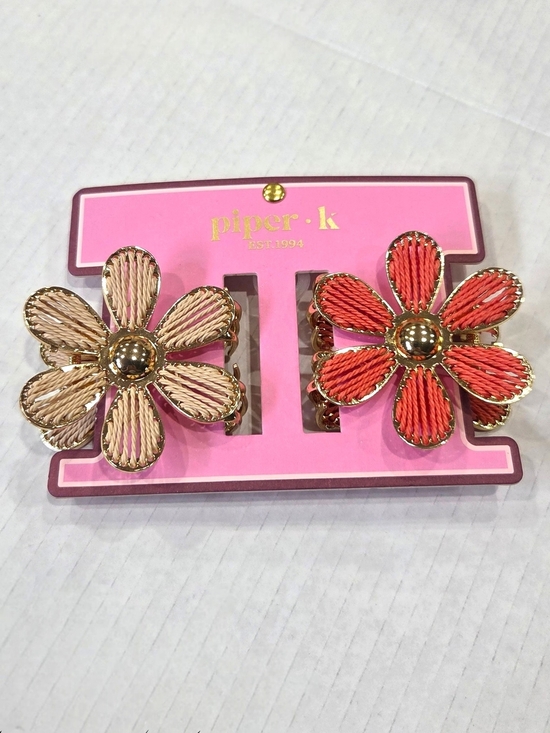 Piper K Accessories - piper·k Daisy Hair Clip Duo - Coral & Beige NWT